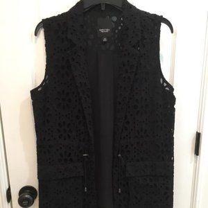 Black Lace Cinch Waist Sleeveless Top/Vest